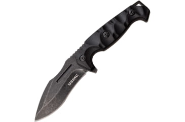 Image of USMC USMC Fixed Blade Knife, 4 black stonewash finish 3Cr13 stainless blade, Black sculpted FRN handle, M-FIX001SW