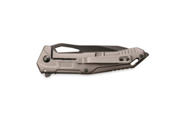 Image of USMC USMC Framelock A/O Folding Knife, 3.5 black finish 3Cr13 stainless blade, Gray anodized aluminum handle, M-A1060GY