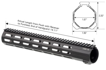 Image of UTG Pro UTG Pro Super Slim SD M-LOK Free Float handguard, 14 in, Black, MTU046XLM