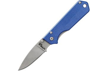 Image of Utica Linerlock Blue Folding Knife, 2 satin finish stainless blade, Blue aluminum handle, 11-2012B