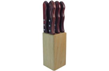 Image of Utica Steak Knife Set, 4 partially serrated high carbon stainless blade, Brown wood handle, 75-840529B6