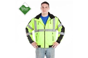 Image of Utility ProWear High Visibility Waterproof 3 Season Jacket Class 3, YLW&amp;BLACK, MEDIUM UHV575-M-YB