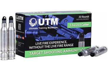 Image of UTM Target Ammunition 5.56x45mm NATO/.223 Remington 55 Grain Plastic Projectile Aluminum Cased Rifle Ammunition, 30 Rounds, 01-3549