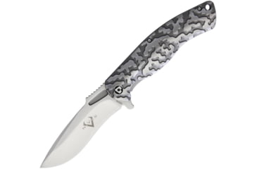 Image of V NIVES Atmosphere Framelock Knife, Atmosphere Framelock, 4.63in Closed, 3.5in Satin S35Vn SS Drop Point, Sculpted Titanium Handle, Pocket Clip, Storage Case., V02TIP