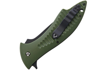 Image of V NIVES Deplorable Linerlock Folding Knife, 5.5in Closed, 4in Black Aus-8 SS Blade, OD Green Frn Handle, Pocket Clip, Storage Case., V15FRNPBGR