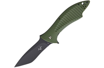 Image of V NIVES Deplorable Linerlock Folding Knife, 5.5in Closed, 4in Black Aus-8 SS Blade, OD Green Frn Handle, Pocket Clip, Storage Case., V15FRNPBGR