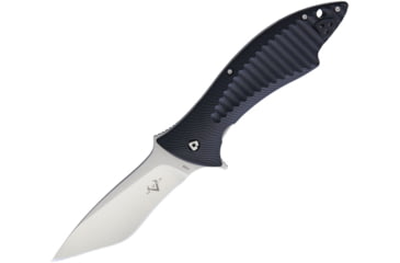Image of V NIVES Deplorable Linerlock Folding Knife, 5.5in Closed, 4in Satin Aus-8 SS Blade, Black Grooved Frn Handle, Pocket Clip, Storage Case., V15FRNPBK