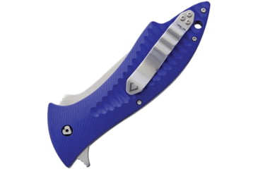 Image of V NIVES Deplorable Linerlock Folding Knife, 5.5in Closed, 4in Satin Aus-8 SS Blade, Blue Grooved Frn Handle, Pocket Clip, Storage Case., V15FRNPBL