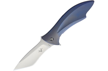 Image of V NIVES Deplorable Linerlock Folding Knife, 5.5in Closed, 4in Satin S35Vn SS Blade, Blue Satin Titanium Handle, Pocket Clip, Storage Case., V15TIPBL