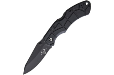 Image of V NIVES Rocky II Lockback Folding Knife, 4.63in Closed, 3.25in Black Oxide Coated D2 Tool Steel Drop Point, Black Sculpted Frn Handle, Thumb Stud, Pocket Clip, Storage Case., V09FRNPBBK2