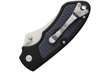 Image of V NIVES Stout Linerlock Folding Knife, 3.63in Closed, 2.25in Satin 8Cr13Mov SS Drop Point, Black Aluminum Handle With Gray Rubber Insert, Thumb Stud, Pocket Clip, Storage Case., V07ALPBK