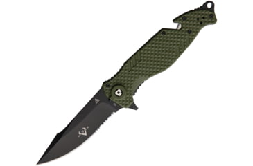 Image of V NIVES TGL Trailblazer Linerlock OD Folding Knife, 3.75 black finish partially serrated D2 tool stee, OD green FRN handle, V23GPSBGR