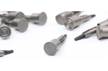 Image of V Seven Ultra-Light Forward Assist, Vertical Lines, 7075 T6 Aluminum, NiB Matte Silver, UL-FOR A-VERTNP3