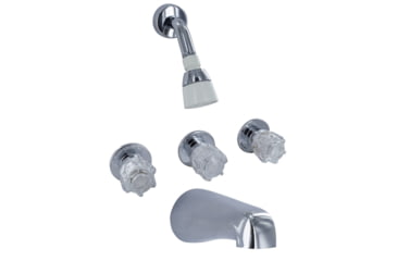 Image of Valterra Brass Three Handle 8in Tub/Shower Faucet w/ Shower Head Kit Chrome, PF214307