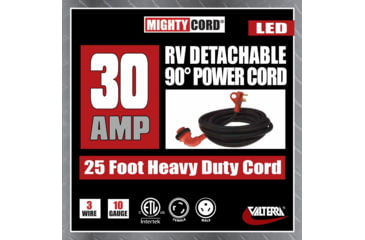 Image of Valterra Mighty Cord 90 deg LED Detachable 30 Amp Power Cord w/ Handle, Red, 25ft, A10-3025ED90