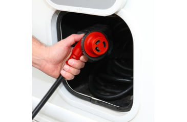 Image of Valterra Mighty Cord 90 deg LED Detachable 30 Amp Power Cord w/ Handle, Red, 25ft, A10-3025ED90