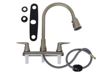 Image of Valterra Pf221404 Faucet 8in Deck Brushed Nickel Hi Arc Spout Pull Down 2 Handle, PF221404
