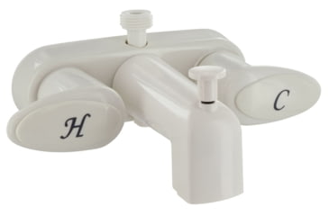 Image of Valterra Pf223261 Faucet 4in Tub w/ Shower D-Spud 2-Lever Handle, White, PF223261