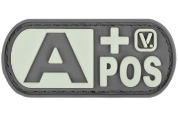 Image of Vanquest Gear Blood Type A Positive - Glow In The Dark Patch, Wolf Gray, 9ZBLTY-9APOS-WG-GITD