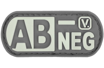 Image of Vanquest Gear Blood Type AB- Negative - Glow In The Dark Patch, Wolf Gray, 9ZBLTY-ABNEG-WG-GITD