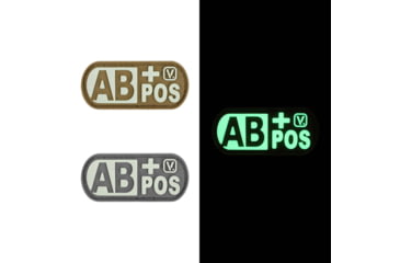 Image of Vanquest Gear Blood Type AB Positive - Glow In The Dark Patch, Wolf Gray, 9ZBLTY-ABPOS-WG-GITD