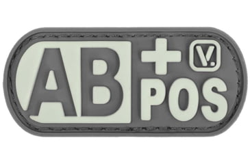 Image of Vanquest Gear Blood Type AB Positive - Glow In The Dark Patch, Wolf Gray, 9ZBLTY-ABPOS-WG-GITD