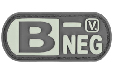 Image of Vanquest Gear Blood Type B- Negative - Glow In The Dark Patch, Wolf Gray, 9ZBLTY-9BNEG-WG-GITD