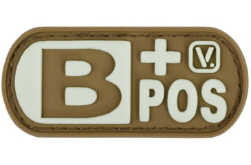 Image of Vanquest Gear Blood Type B Positive - Glow In The Dark Patch, Coyote Tan, 9ZBLTY-9BPOS-CT-GITD
