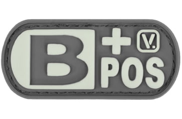 Image of Vanquest Gear Blood Type B Positive - Glow In The Dark Patch, Wolf Gray, 9ZBLTY-9BPOS-WG-GITD
