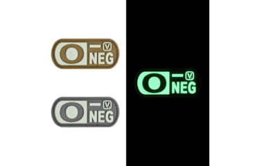 Image of Vanquest Gear Blood Type O- Negative - Glow In The Dark Patch, Wolf Gray, 9ZBLTY-9ONEG-WG-GITD