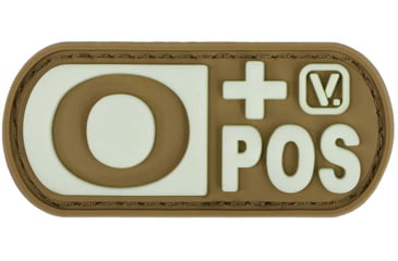 Image of Vanquest Gear Blood Type O Positive - Glow In The Dark Patch, Coyote Tan, 9ZBLTY-9OPOS-CT-GITD