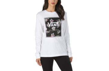Image of Vans Boxed Logo Floral Long Sleeve Boyfriend T-Shirt - Womens, White, Extra Small, VN0A3TA7WHT-XSmall