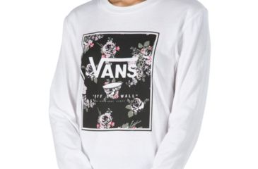 Image of Vans Boxed Logo Floral Long Sleeve Boyfriend T-Shirt - Womens, White, Extra Small, VN0A3TA7WHT-XSmall