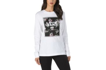Image of Vans Boxed Logo Floral Long Sleeve Boyfriend T-Shirt - Womens, White, Extra Small, VN0A3TA7WHT-XSmall
