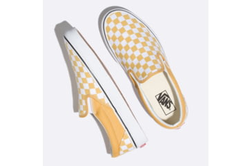 Image of Vans Classic Checkerboard Slip-On Shoes, Ochre/True White, 5, VN0A38F7QCP-CB-O/TW-5