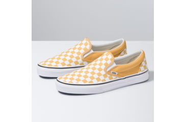 Image of Vans Classic Checkerboard Slip-On Shoes, Ochre/True White, 5, VN0A38F7QCP-CB-O/TW-5