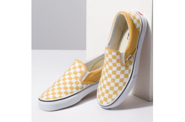 Image of Vans Classic Checkerboard Slip-On Shoes, Ochre/True White, 5, VN0A38F7QCP-CB-O/TW-5