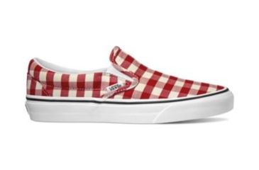 Image of Vans Classic Slip-On Casual Boot, Gingham Racing Red/True White, 5 US, VN0A38F7VDY-5 US/6.5 US
