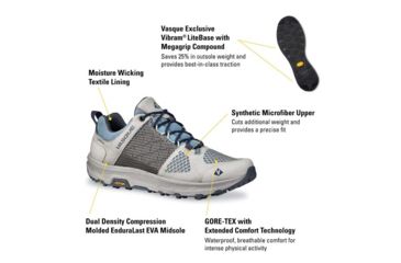 Image of Vasque Breeze LT Low GTX Hiking Shoes - Womens, Lunar Rock/Celestial Blue, 9 US, Medium, 07535M 090