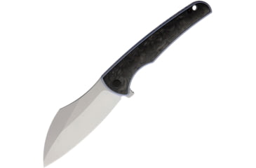 Image of VDK Knives Vice Framelock Folding Knife, 3.75in stonewash finish Bohler M390 stainless blade, Blue, Blue titanium handle with Marbled carbon fiber inl, VDK032