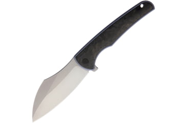 Image of VDK Knives Vice Framelock Folding Knife, 4in stonewash finish Bohler M390 stainless blade, Blue, Blue titanium handle with Marbled carbon fiber inl, VDK041