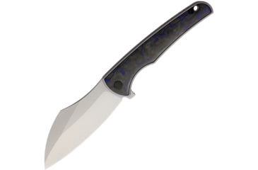 Image of VDK Knives Vice Framelock Folding Knife, Gray titanium handle with Blue marble carbon fiber, VDK037