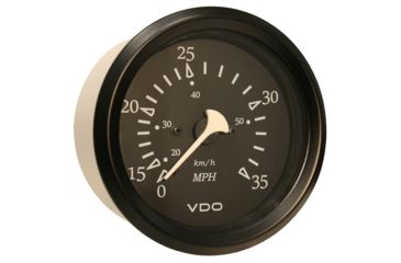 Image of VDO Allentare Black 35MPH 3-3/8&quot; 85mm Pitot Speedometer - Black Bezel 60778