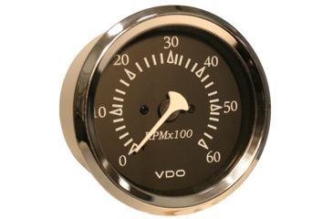 Image of VDO Allentare Black 6000RPM 3-3/8" 85mm Sterndrive Tachometer - 12V - Chrome Bezel 61082