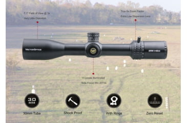 Image of Vector Optics Aston Rifle Scope, 3-18x44mm, Second Focal Plane, 30mm Tube, VHL-2 Illuminated Reticle, 6061-T6, Black, SCOL-23