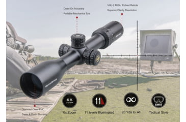 Image of Vector Optics Aston Rifle Scope, 3-18x44mm, Second Focal Plane, 30mm Tube, VHL-2 Illuminated Reticle, 6061-T6, Black, SCOL-23