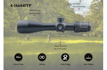 Image of Vector Optics Veyron Rifle Scope, 3-12x44mm, First Focal Plane, 30mm Tube, MPR-4 Non-Illuminated Reticle, 6061-T6, Black, SCFF-21