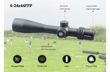 Image of Vector Optics Veyron Rifle Scope, 3-12x44mm, Second Focal Plane, 30mm Tube, MPR-4 Non-Illuminated Reticle, 6061-T6, Black, SCOM-24