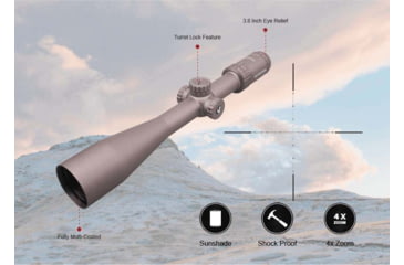 Image of EDEMO Vector Optics Victoptics S4 Rifle Scope, 6-24x50mm, 30mm Tube, FFP, VIS-FMIL Etched Glass Reticle, Coyote FDE, Black, OPSL27, EDEMO2