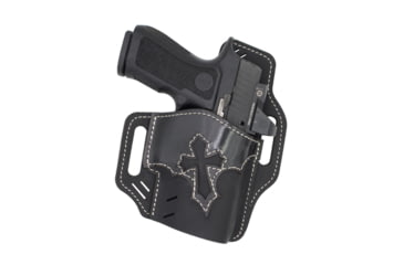 Image of Versacarry Guardian Holster - Arc Angel Design - Owb - Black Base / Vintage Black Patch - Pink Thread, Size 3, Black, UGA3BLK-B-P